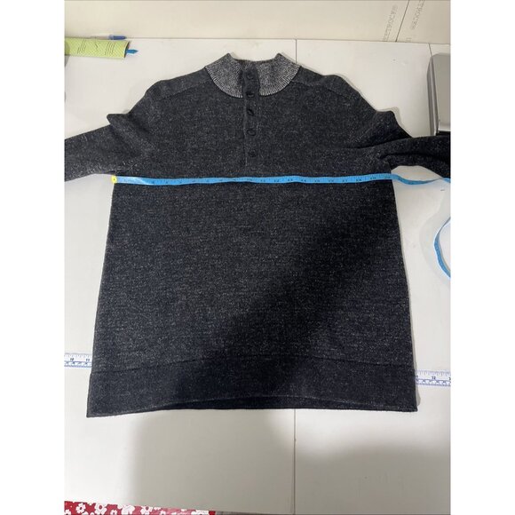 Theory Gray 100 Per-Cent Merino Wool Mockneck Sweater Mens Size L - Picture 8 of 9